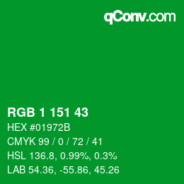 Color code: RGB 1 151 43 | qconv.com