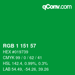 Color code: RGB 1 151 57 | qconv.com