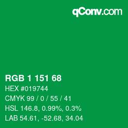 Color code: RGB 1 151 68 | qconv.com
