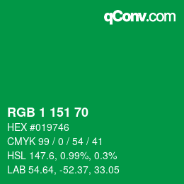 Color code: RGB 1 151 70 | qconv.com
