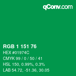Color code: RGB 1 151 76 | qconv.com