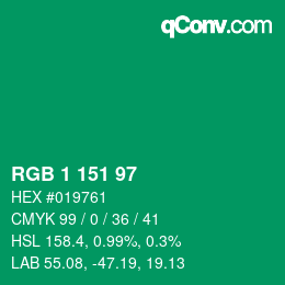 Farbcode: RGB 1 151 97 | qconv.com