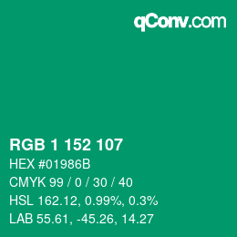 Color code: RGB 1 152 107 | qconv.com