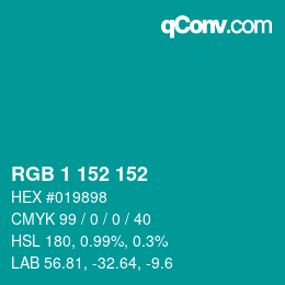 Color code: RGB 1 152 152 | qconv.com
