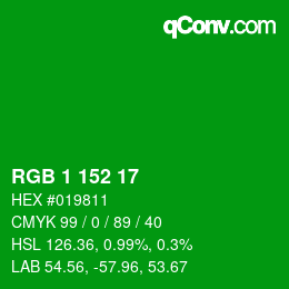 Color code: RGB 1 152 17 | qconv.com