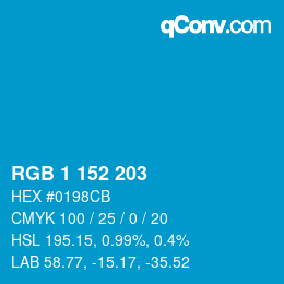 Color code: RGB 1 152 203 | qconv.com