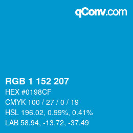 Color code: RGB 1 152 207 | qconv.com
