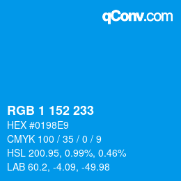 Color code: RGB 1 152 233 | qconv.com