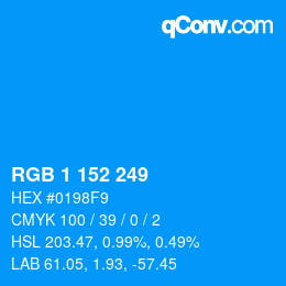 Color code: RGB 1 152 249 | qconv.com