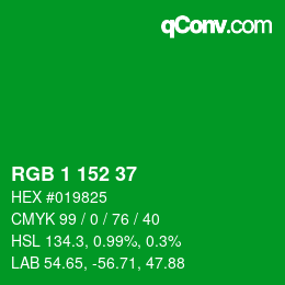 Color code: RGB 1 152 37 | qconv.com