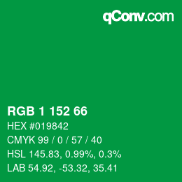 颜色代码: RGB 1 152 66 | qconv.com