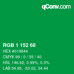 颜色代码: RGB 1 152 68 | qconv.com