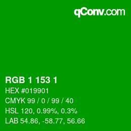 Color code: RGB 1 153 1 | qconv.com