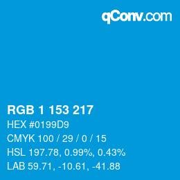 Color code: RGB 1 153 217 | qconv.com