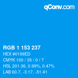 Color code: RGB 1 153 237 | qconv.com