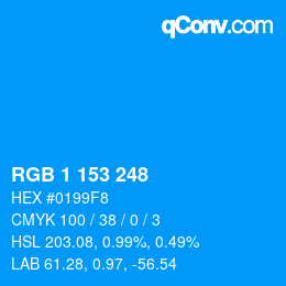 カラーコード: RGB 1 153 248 | qconv.com