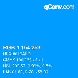 Color code: RGB 1 154 253 | qconv.com