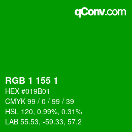 カラーコード: RGB 1 155 1 | qconv.com