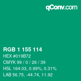 カラーコード: RGB 1 155 114 | qconv.com