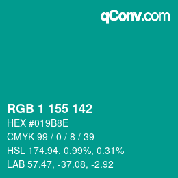 Color code: RGB 1 155 142 | qconv.com