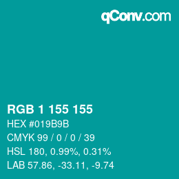 Color code: RGB 1 155 155 | qconv.com