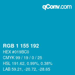 Color code: RGB 1 155 192 | qconv.com