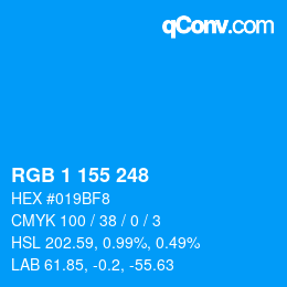 カラーコード: RGB 1 155 248 | qconv.com