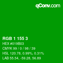 Color code: RGB 1 155 3 | qconv.com