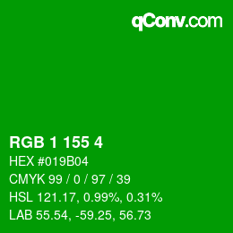 Color code: RGB 1 155 4 | qconv.com
