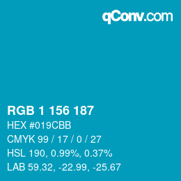 Color code: RGB 1 156 187 | qconv.com