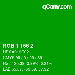 Color code: RGB 1 156 2 | qconv.com