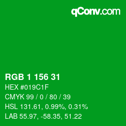 Color code: RGB 1 156 31 | qconv.com