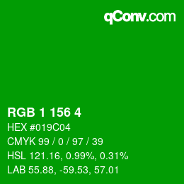 Color code: RGB 1 156 4 | qconv.com