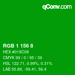 Color code: RGB 1 156 8 | qconv.com