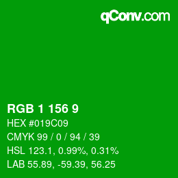 Color code: RGB 1 156 9 | qconv.com