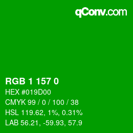 カラーコード: RGB 1 157 0 | qconv.com