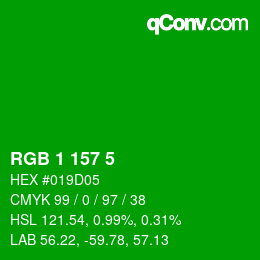 颜色代码: RGB 1 157 5 | qconv.com