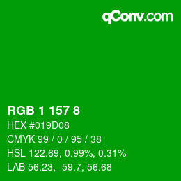 Color code: RGB 1 157 8 | qconv.com