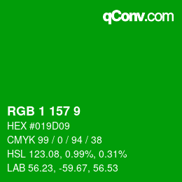 颜色代码: RGB 1 157 9 | qconv.com