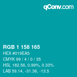 Color code: RGB 1 158 165 | qconv.com