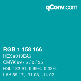 Color code: RGB 1 158 166 | qconv.com