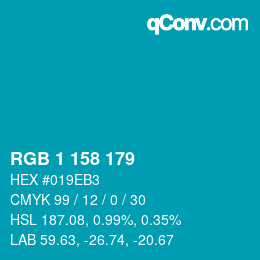 Color code: RGB 1 158 179 | qconv.com