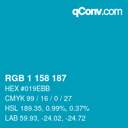 カラーコード: RGB 1 158 187 | qconv.com