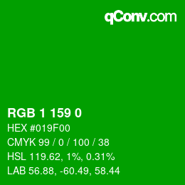 Color code: RGB 1 159 0 | qconv.com