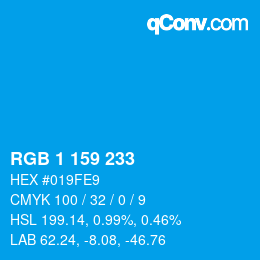 Color code: RGB 1 159 233 | qconv.com