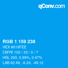 Color code: RGB 1 159 238 | qconv.com