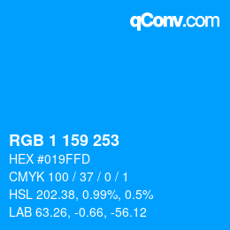 カラーコード: RGB 1 159 253 | qconv.com