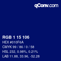 Color code: RGB 1 15 106 | qconv.com