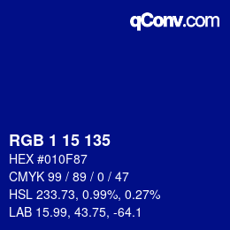 Color code: RGB 1 15 135 | qconv.com