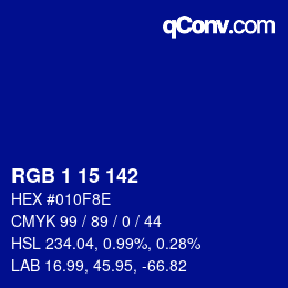 Color code: RGB 1 15 142 | qconv.com